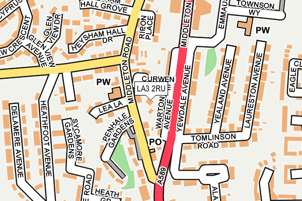 LA3 2RU map - OS OpenMap – Local (Ordnance Survey)