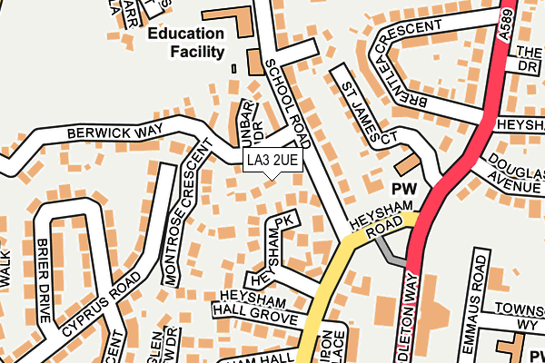 LA3 2UE map - OS OpenMap – Local (Ordnance Survey)