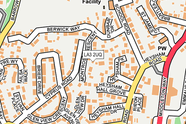 LA3 2UQ map - OS OpenMap – Local (Ordnance Survey)
