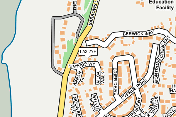 LA3 2YF map - OS OpenMap – Local (Ordnance Survey)