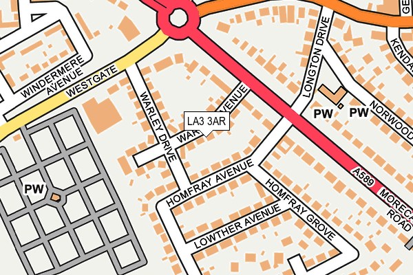 LA3 3AR map - OS OpenMap – Local (Ordnance Survey)