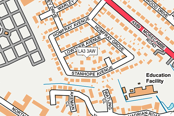 LA3 3AW map - OS OpenMap – Local (Ordnance Survey)