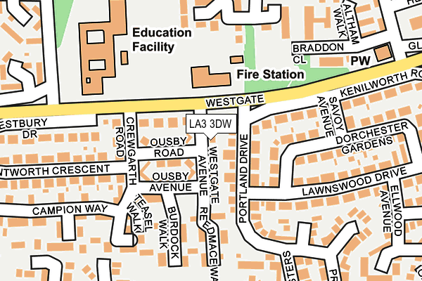 LA3 3DW map - OS OpenMap – Local (Ordnance Survey)