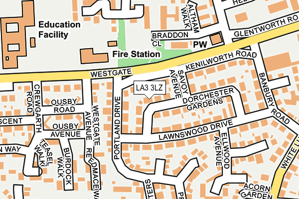 LA3 3LZ map - OS OpenMap – Local (Ordnance Survey)