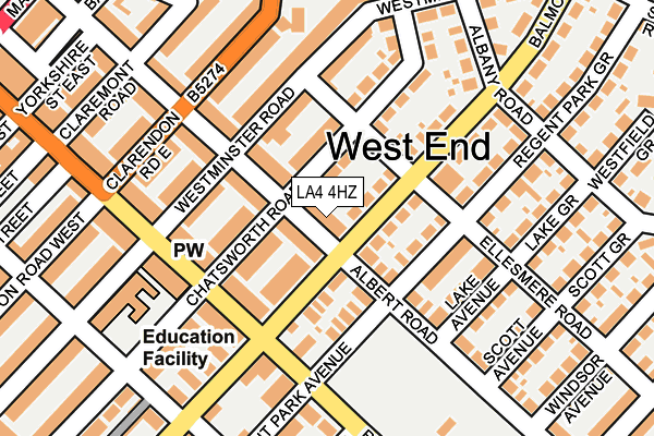 LA4 4HZ map - OS OpenMap – Local (Ordnance Survey)