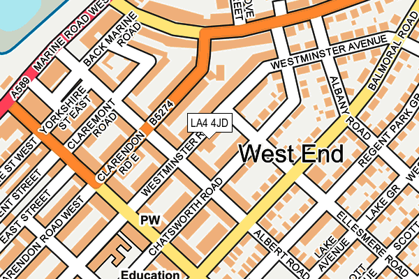 LA4 4JD map - OS OpenMap – Local (Ordnance Survey)
