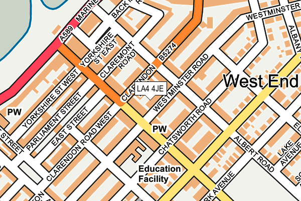LA4 4JE map - OS OpenMap – Local (Ordnance Survey)