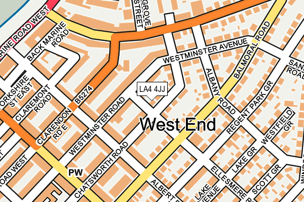 LA4 4JJ map - OS OpenMap – Local (Ordnance Survey)