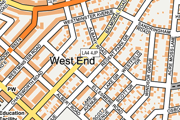 LA4 4JP map - OS OpenMap – Local (Ordnance Survey)