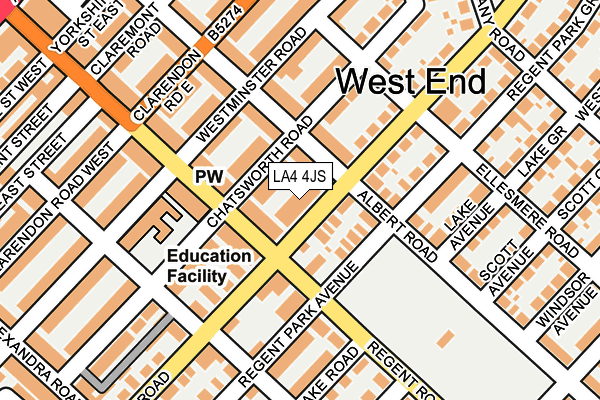 LA4 4JS map - OS OpenMap – Local (Ordnance Survey)