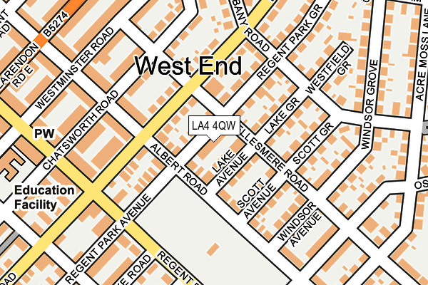 LA4 4QW map - OS OpenMap – Local (Ordnance Survey)