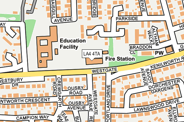 LA4 4TA map - OS OpenMap – Local (Ordnance Survey)