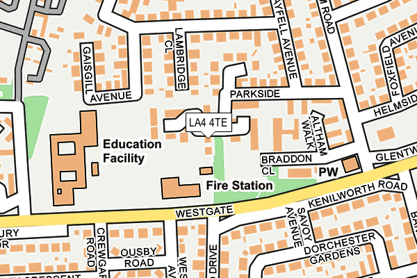 LA4 4TE map - OS OpenMap – Local (Ordnance Survey)