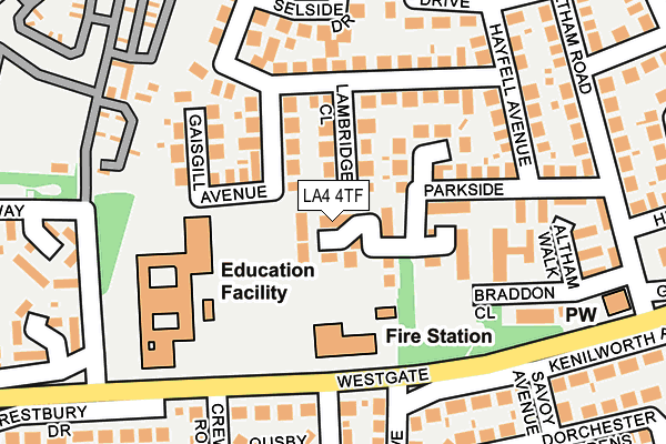 LA4 4TF map - OS OpenMap – Local (Ordnance Survey)