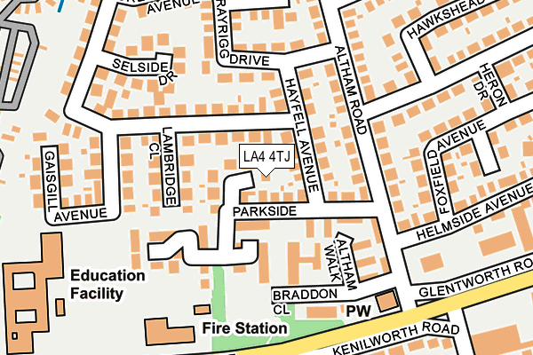 LA4 4TJ map - OS OpenMap – Local (Ordnance Survey)