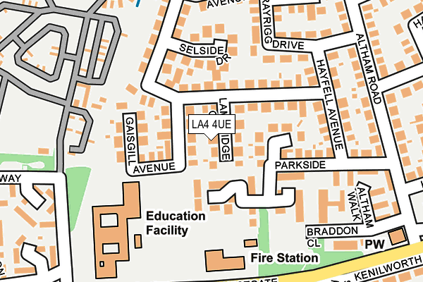 LA4 4UE map - OS OpenMap – Local (Ordnance Survey)