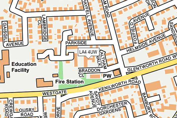 LA4 4UW map - OS OpenMap – Local (Ordnance Survey)