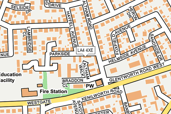 LA4 4XE map - OS OpenMap – Local (Ordnance Survey)