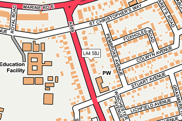 LA4 5BJ map - OS OpenMap – Local (Ordnance Survey)