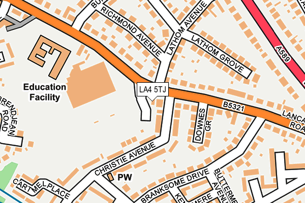 LA4 5TJ map - OS OpenMap – Local (Ordnance Survey)