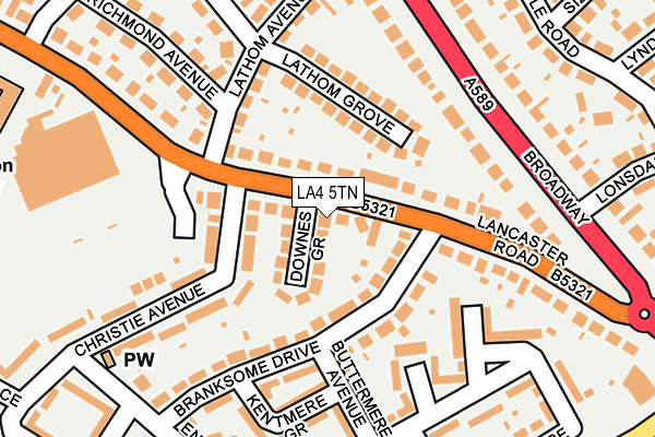 LA4 5TN map - OS OpenMap – Local (Ordnance Survey)