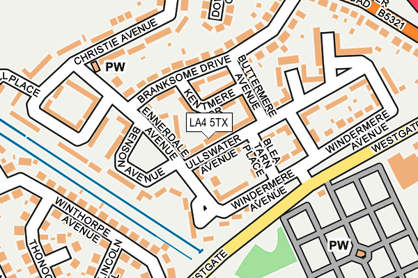 LA4 5TX map - OS OpenMap – Local (Ordnance Survey)