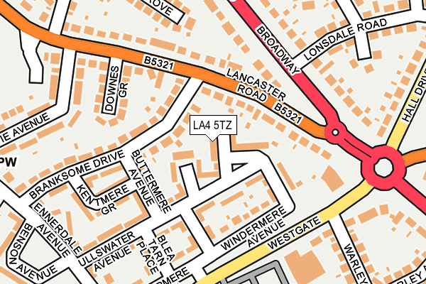 LA4 5TZ map - OS OpenMap – Local (Ordnance Survey)