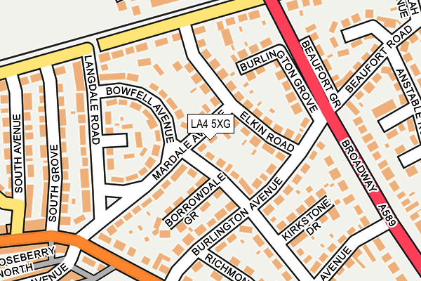 LA4 5XG map - OS OpenMap – Local (Ordnance Survey)