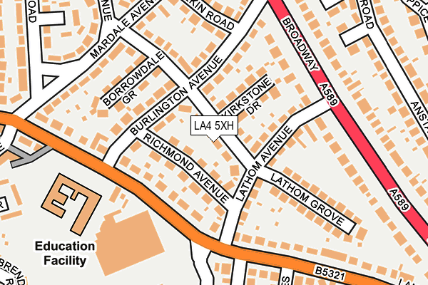 LA4 5XH map - OS OpenMap – Local (Ordnance Survey)