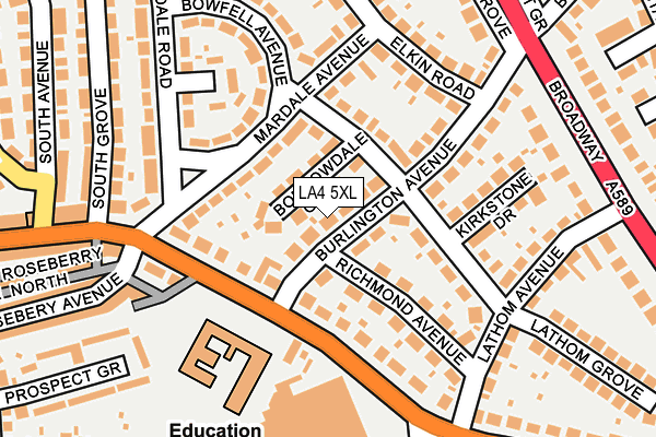 LA4 5XL map - OS OpenMap – Local (Ordnance Survey)