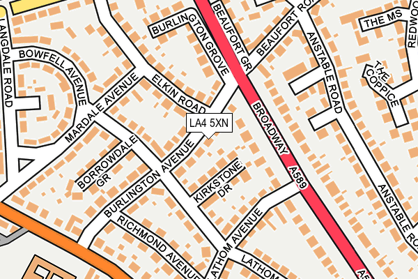 LA4 5XN map - OS OpenMap – Local (Ordnance Survey)