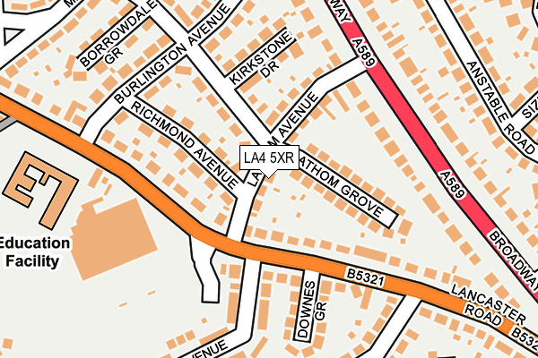 LA4 5XR map - OS OpenMap – Local (Ordnance Survey)