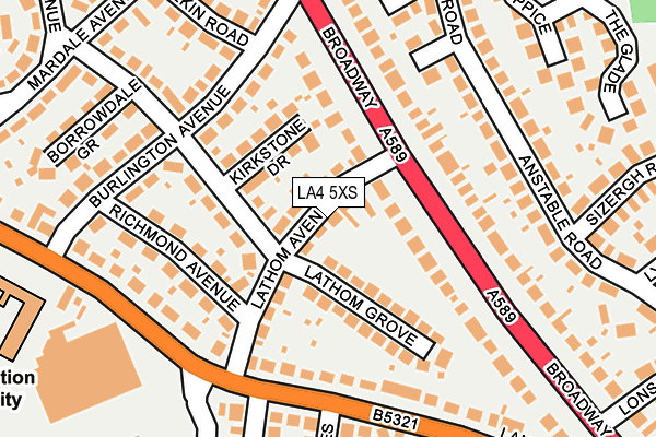 LA4 5XS map - OS OpenMap – Local (Ordnance Survey)