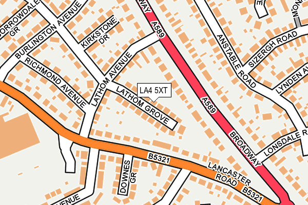 LA4 5XT map - OS OpenMap – Local (Ordnance Survey)