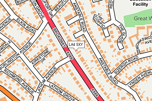 LA4 5XY map - OS OpenMap – Local (Ordnance Survey)