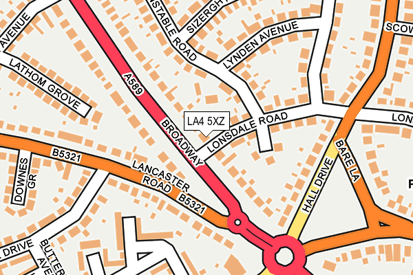 LA4 5XZ map - OS OpenMap – Local (Ordnance Survey)