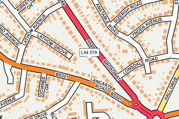 LA4 5YA map - OS OpenMap – Local (Ordnance Survey)