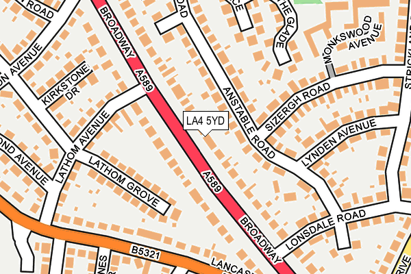 LA4 5YD map - OS OpenMap – Local (Ordnance Survey)