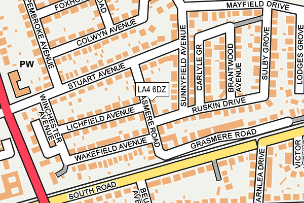 LA4 6DZ map - OS OpenMap – Local (Ordnance Survey)