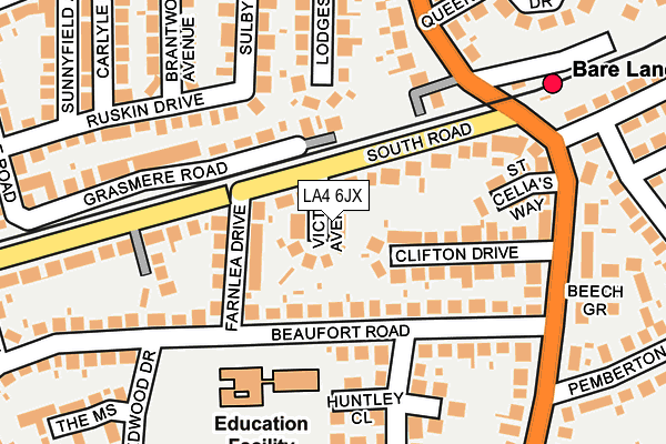 LA4 6JX map - OS OpenMap – Local (Ordnance Survey)