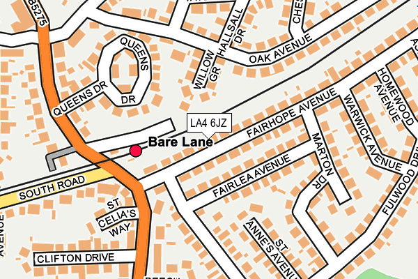 LA4 6JZ map - OS OpenMap – Local (Ordnance Survey)