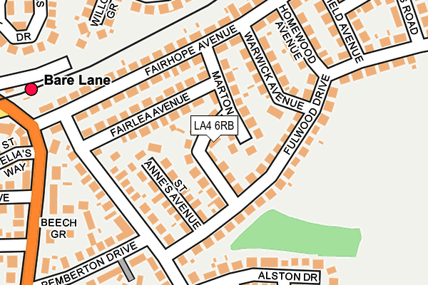 LA4 6RB map - OS OpenMap – Local (Ordnance Survey)