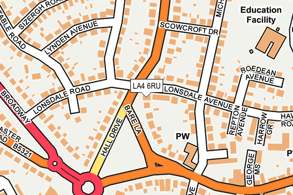 LA4 6RU map - OS OpenMap – Local (Ordnance Survey)