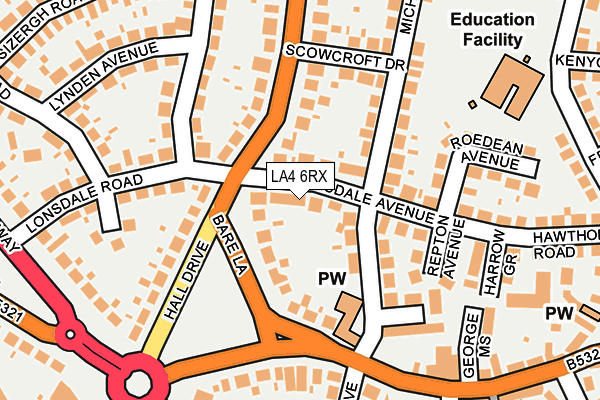 LA4 6RX map - OS OpenMap – Local (Ordnance Survey)