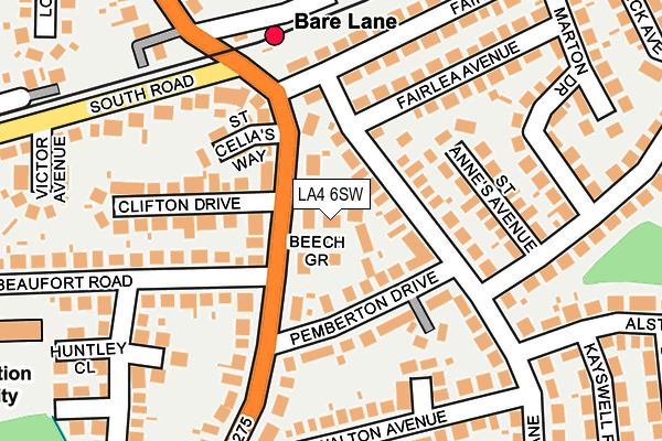 LA4 6SW map - OS OpenMap – Local (Ordnance Survey)