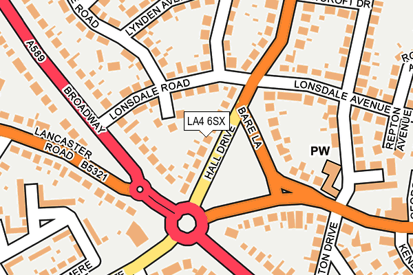 LA4 6SX map - OS OpenMap – Local (Ordnance Survey)