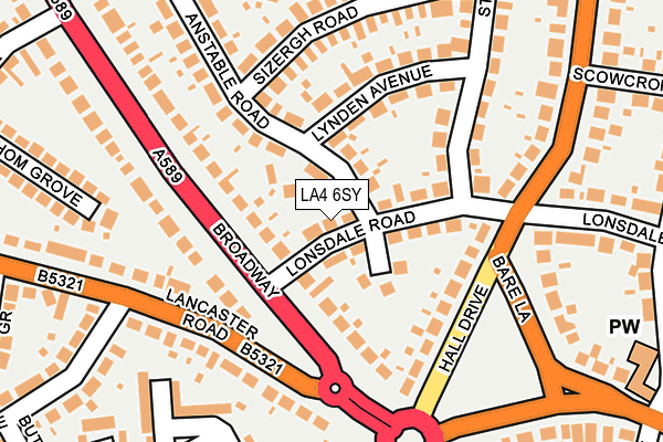 LA4 6SY map - OS OpenMap – Local (Ordnance Survey)