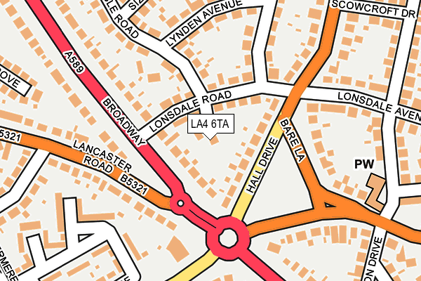 LA4 6TA map - OS OpenMap – Local (Ordnance Survey)