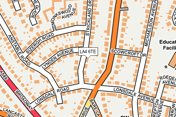 LA4 6TE map - OS OpenMap – Local (Ordnance Survey)