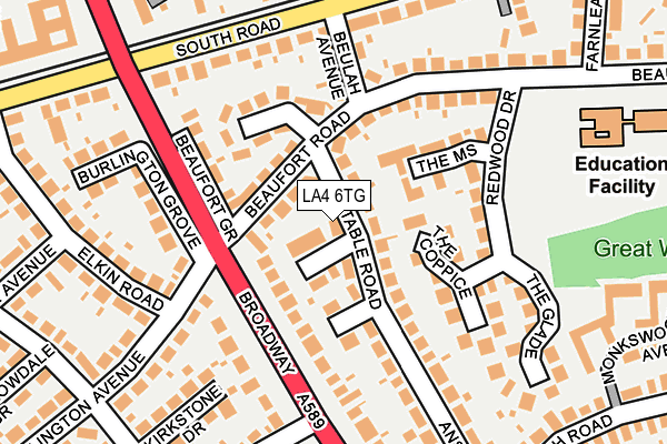 LA4 6TG map - OS OpenMap – Local (Ordnance Survey)